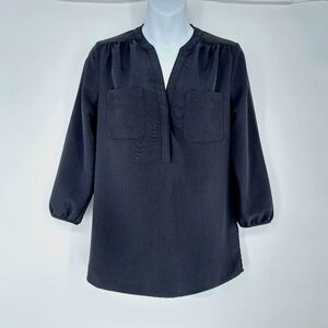 Johnston & Murphy Black Non Wrinkle Piped Top Blouse‎